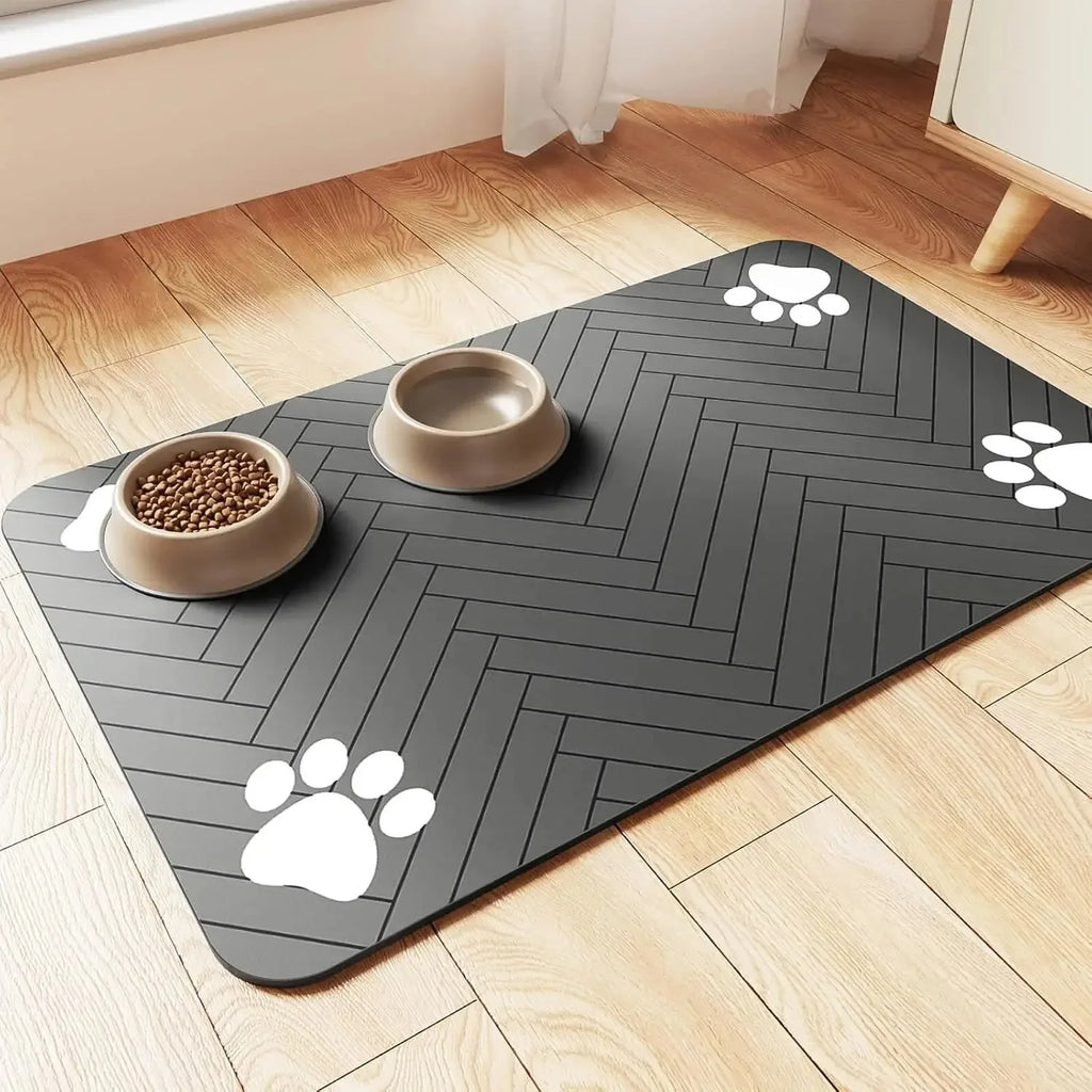 Absorbent Quick-Dry Pet Feeding Mat with Waterproof Backing
