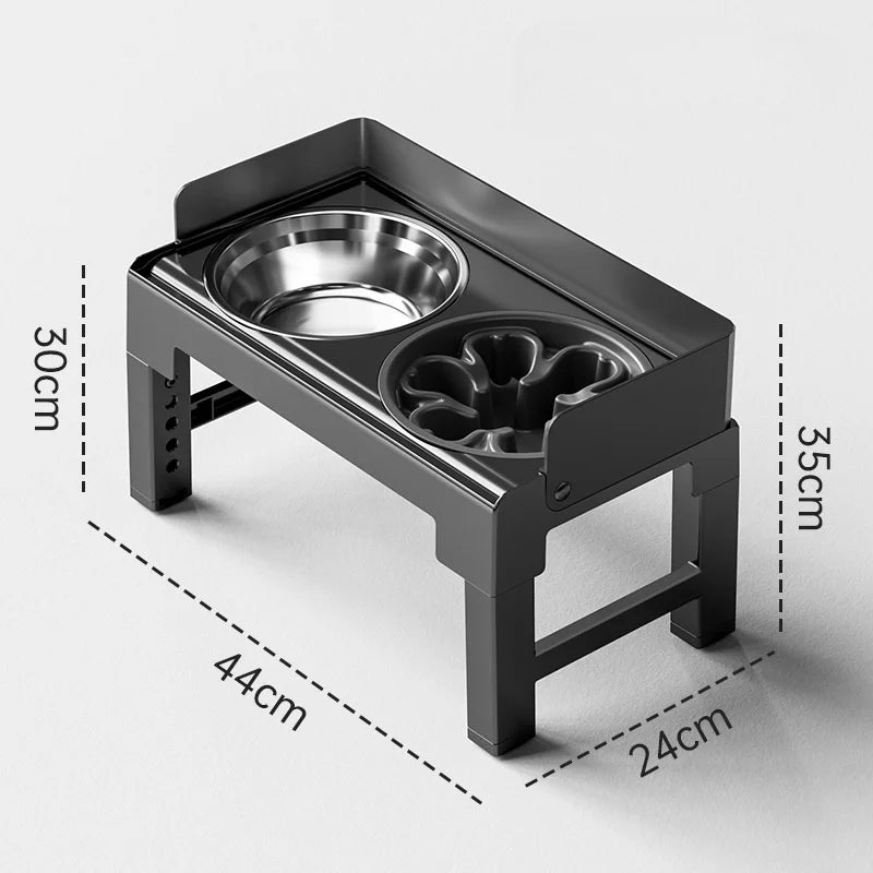 Adjustable Elevated Dog Bowl – 3-in-1 Slow Feeder & Water Bowl