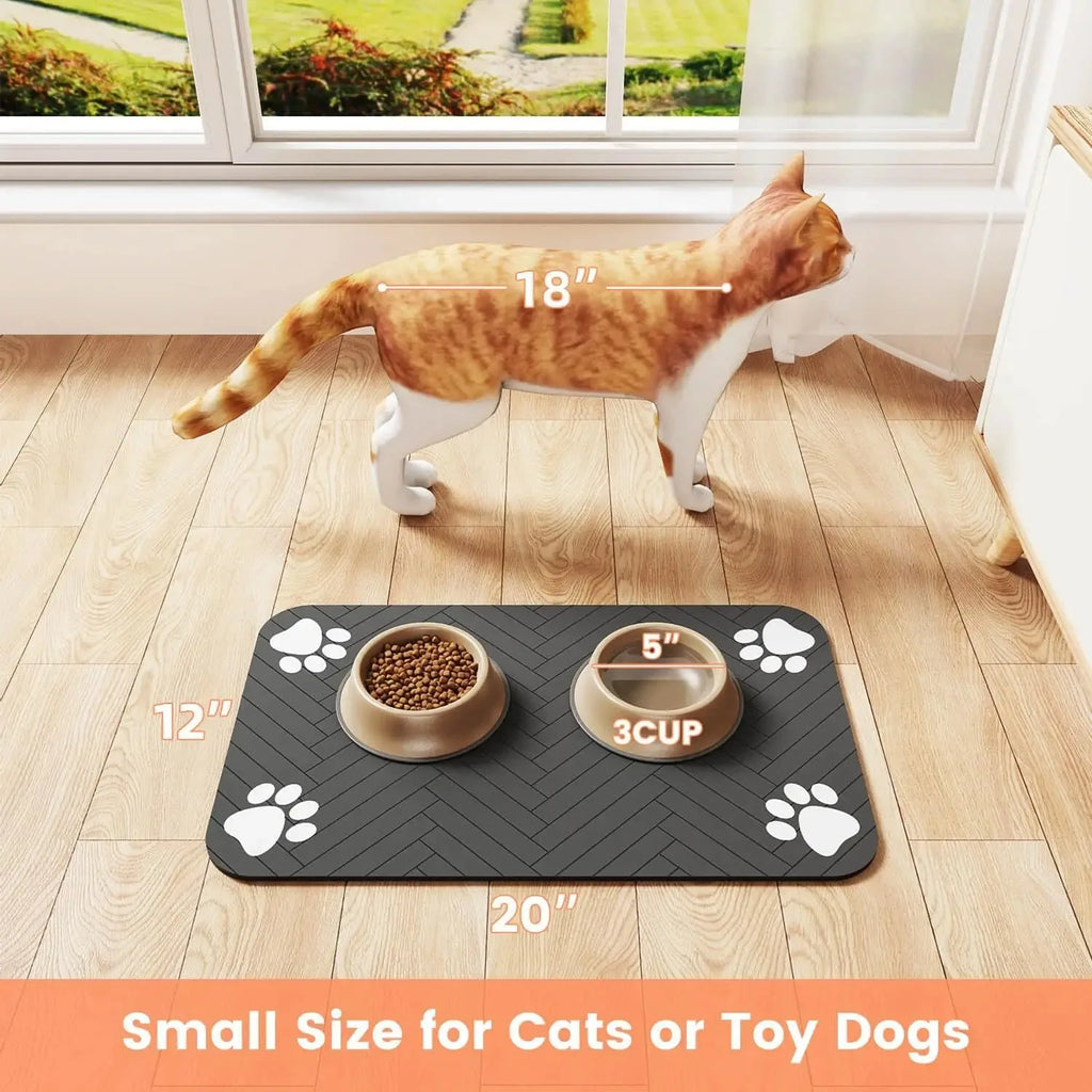 Absorbent Quick-Dry Pet Feeding Mat with Waterproof Backing