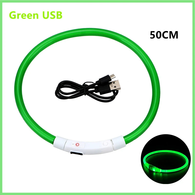 USB Rechargeable LED Glowing Dog Collar for Night Safety