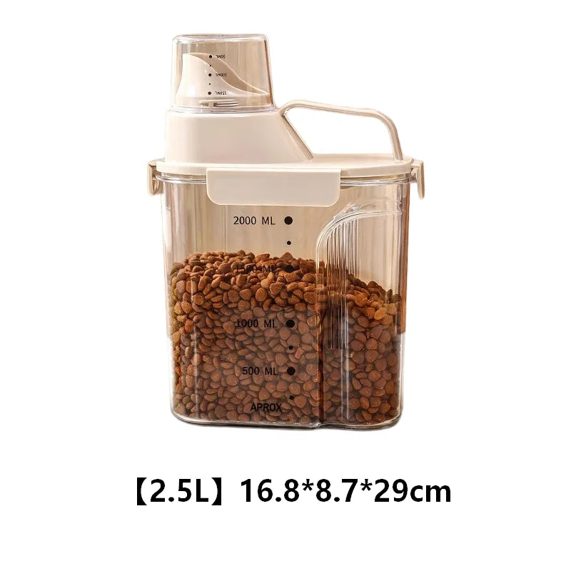 Airtight Pet Food Storage Container with Built-In Measuring Cup