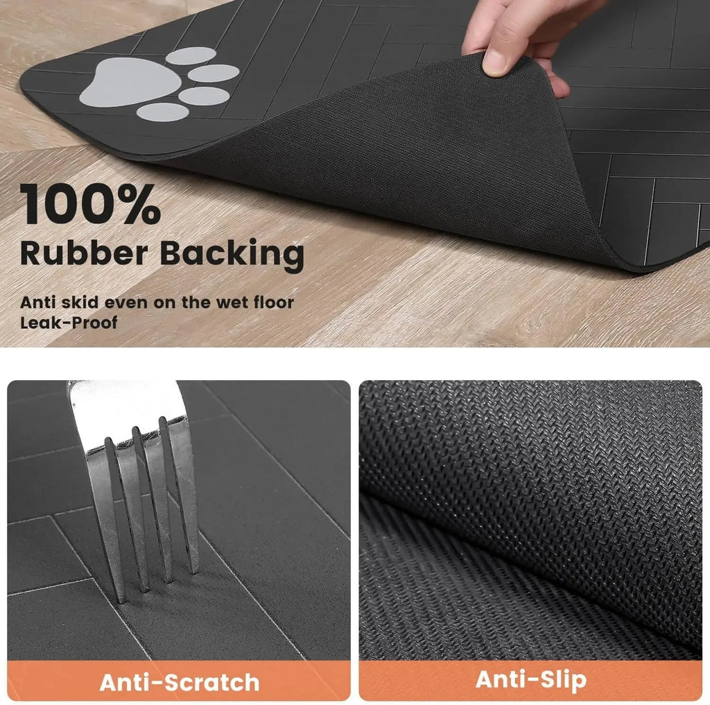 Absorbent Quick-Dry Pet Feeding Mat with Waterproof Backing
