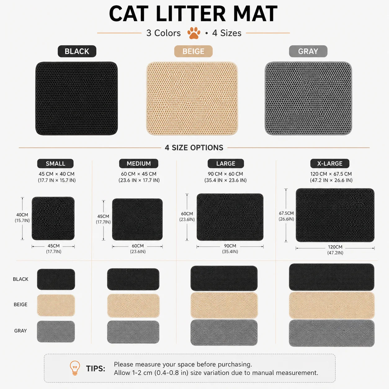 Honeycomb Double-Layer Cat Litter Trapping Mat