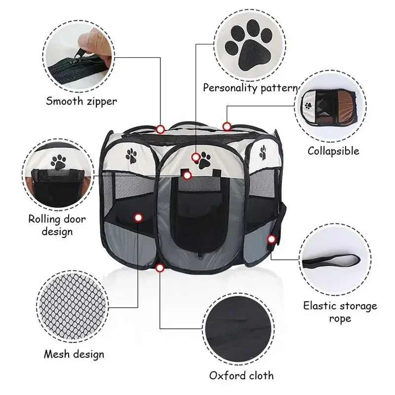Portable Foldable Octagonal Pet Playpen & Tent