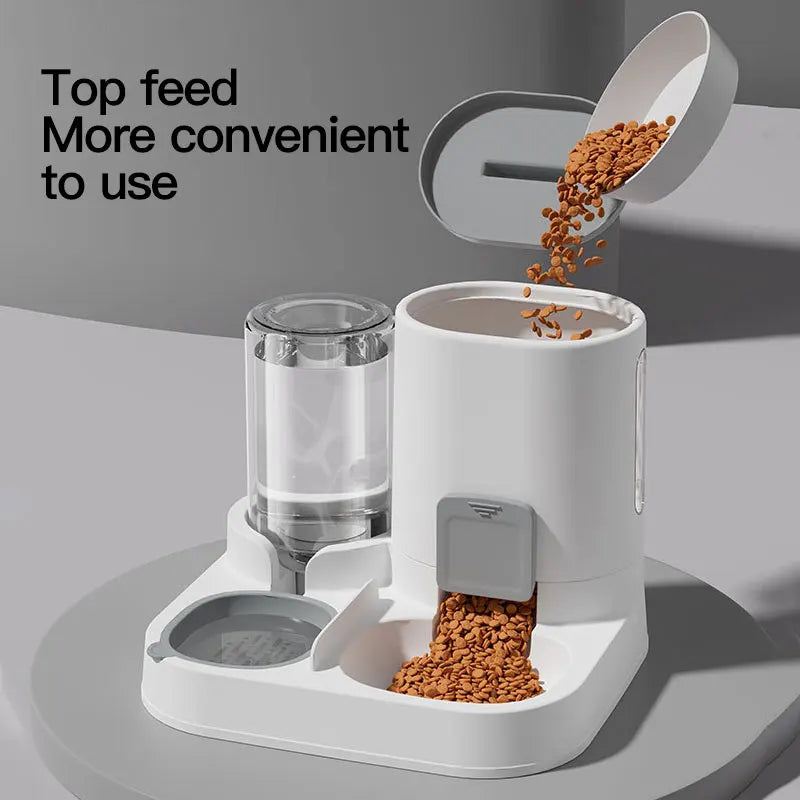 Spill-Proof Automatic Gravity Cat Water Dispenser & Feeder