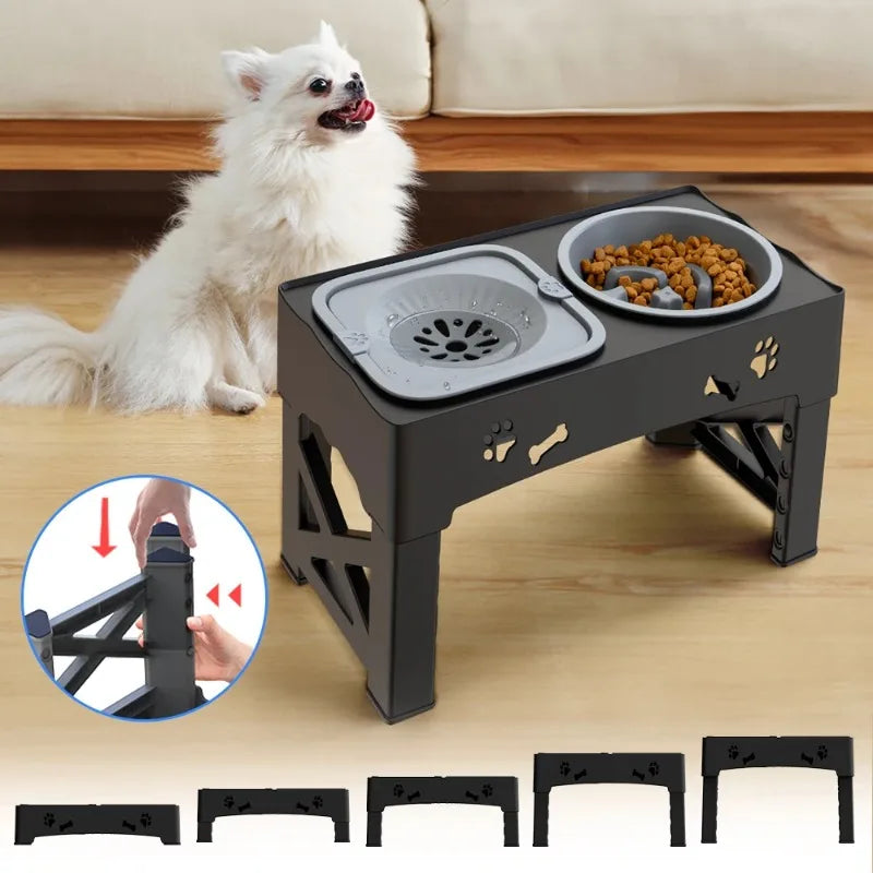 Adjustable Elevated Dog Bowl – 3-in-1 Slow Feeder & Water Bowl
