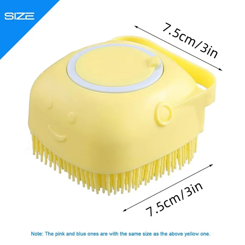Silicone Pet Bath Brush with Built-In Shampoo Dispenser