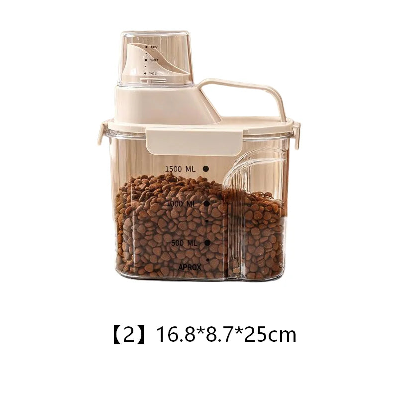 Airtight Pet Food Storage Container with Built-In Measuring Cup