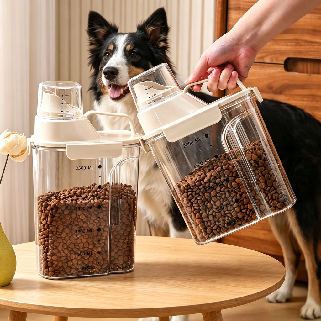 Airtight Pet Food Storage Container with Built-In Measuring Cup
