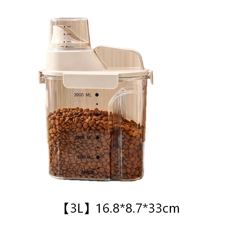 Airtight Pet Food Storage Container with Built-In Measuring Cup