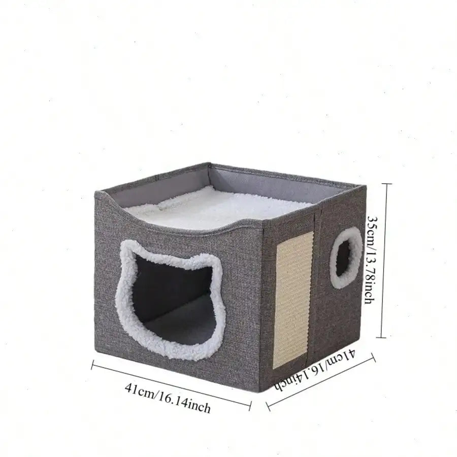 4-Season Multi-Level Cat House with Tunnel, Bed & Scratching Board