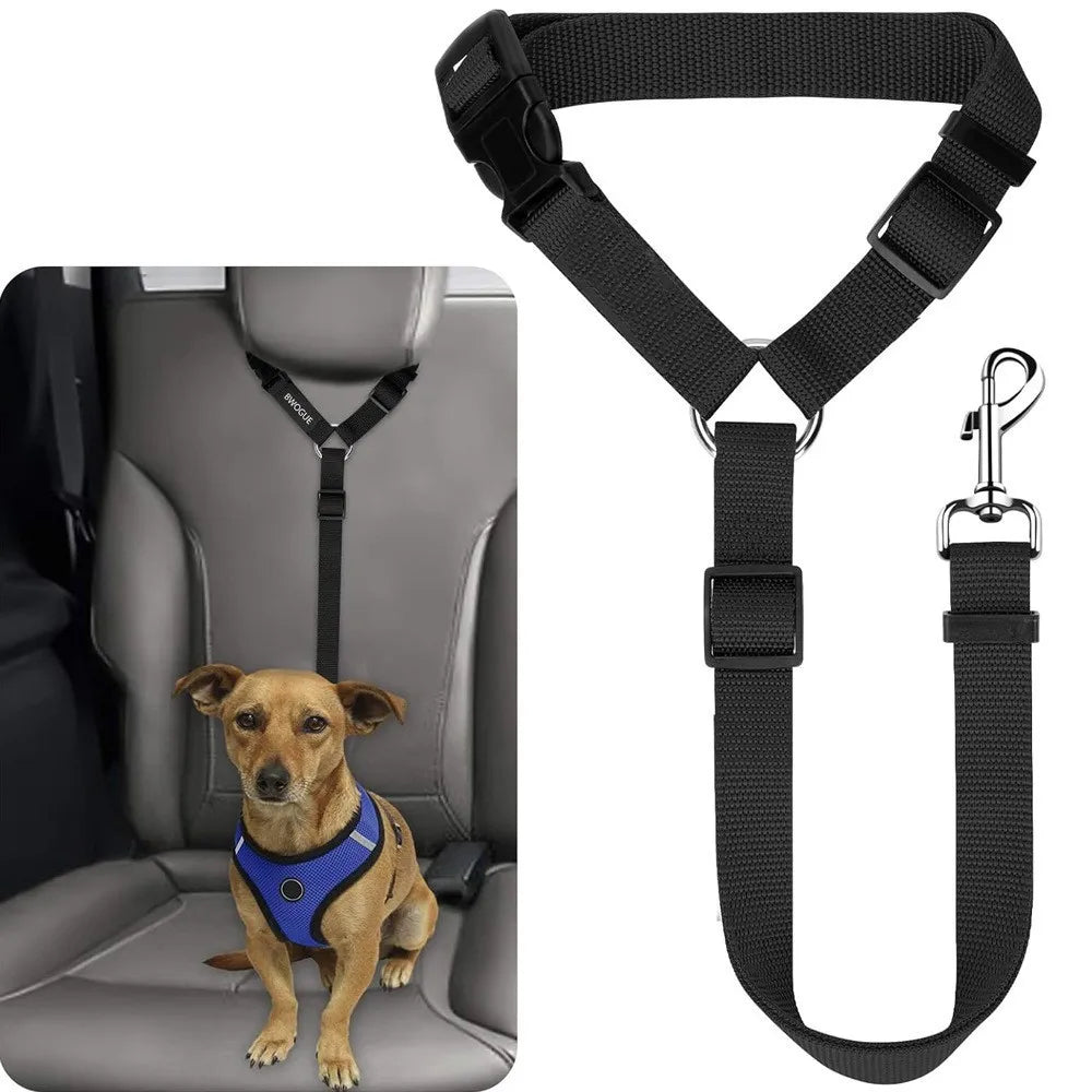 Adjustable Dog Car Seat-Belt & Headrest Safety Restraint