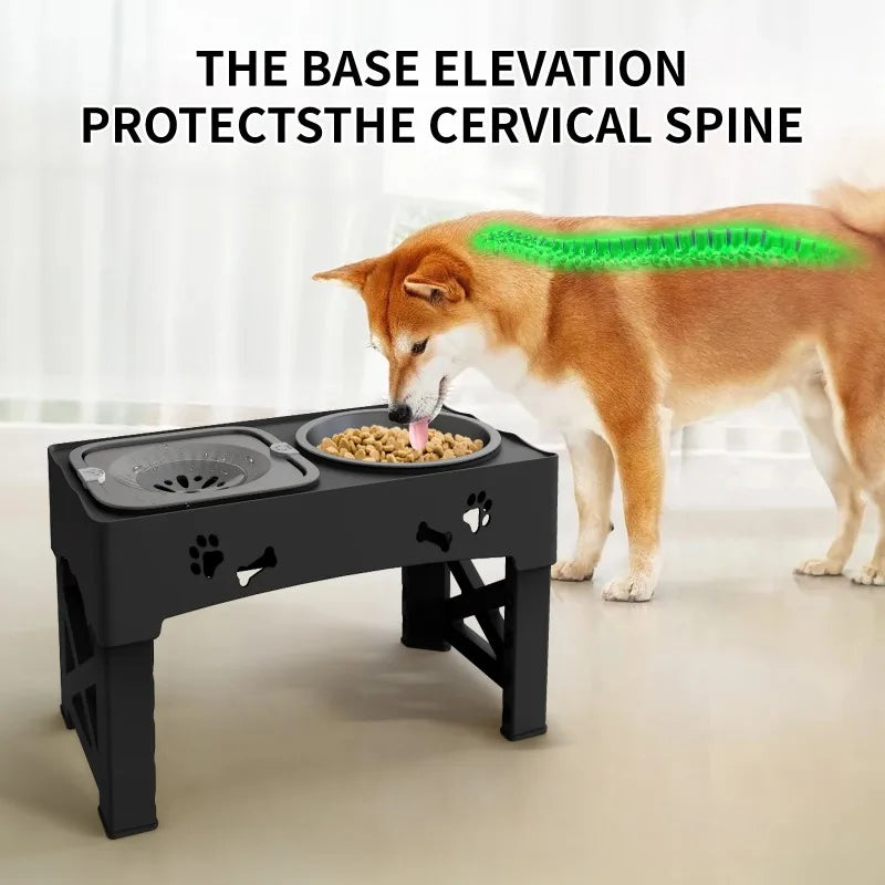 Adjustable Elevated Dog Bowl – 3-in-1 Slow Feeder & Water Bowl