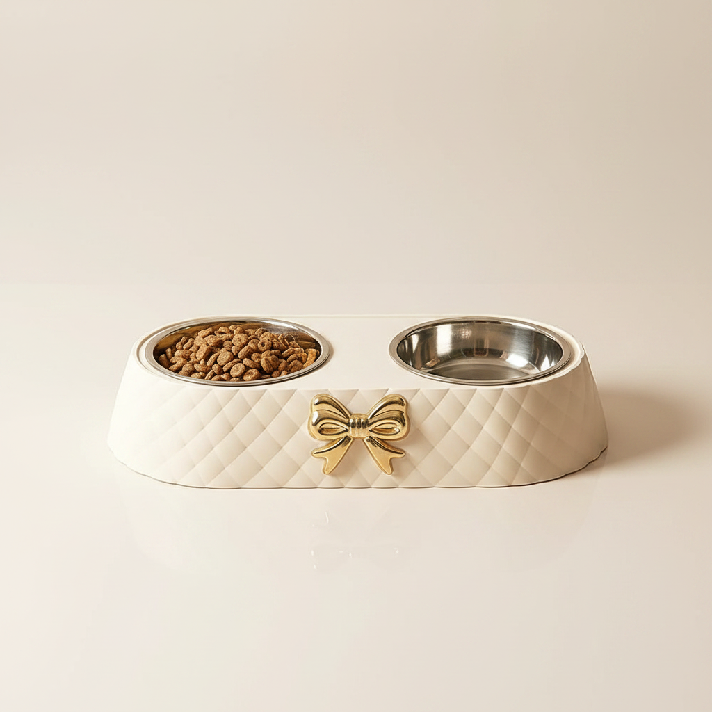 Clean product shot of the double pet bowl