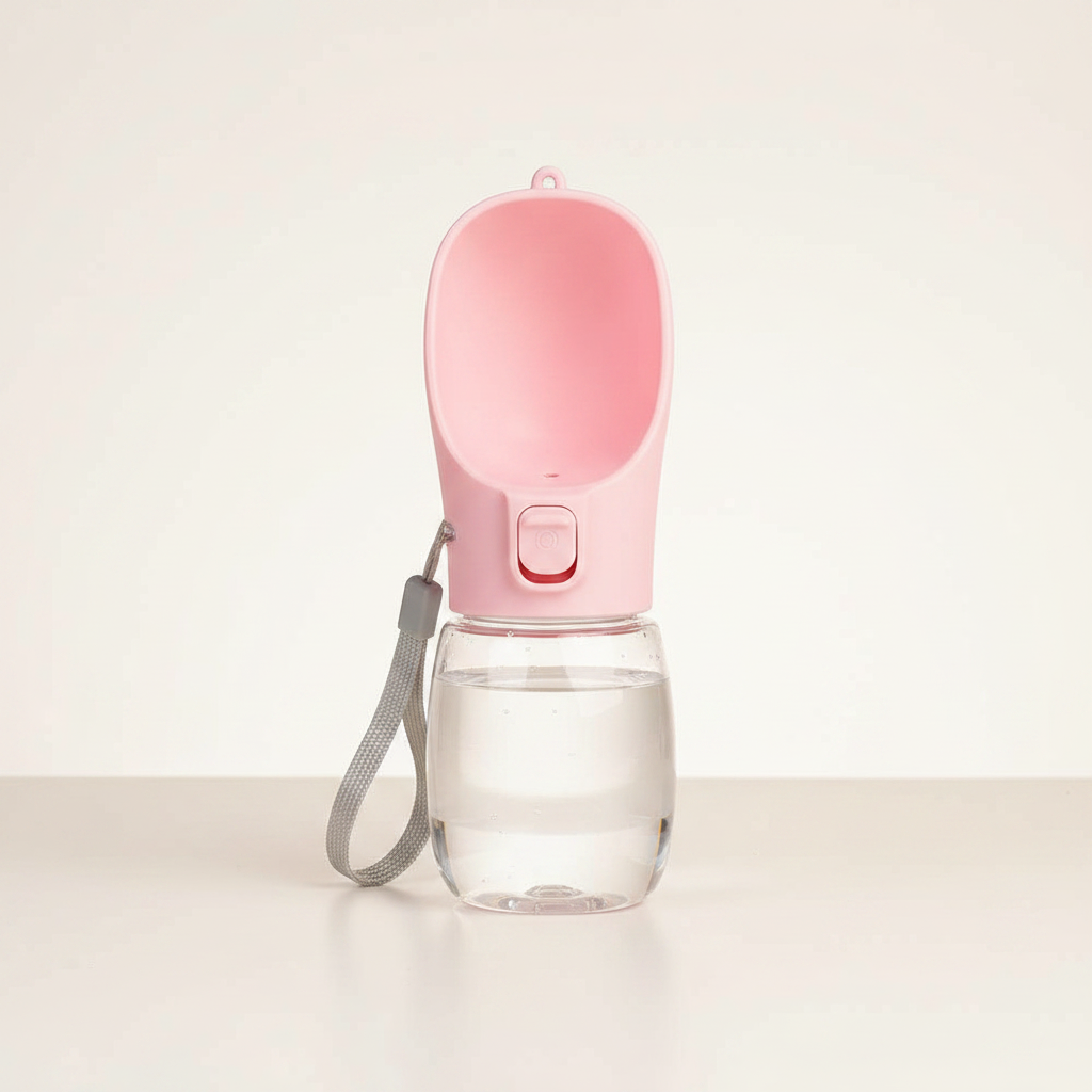 Clean product shot of the travel water bottle