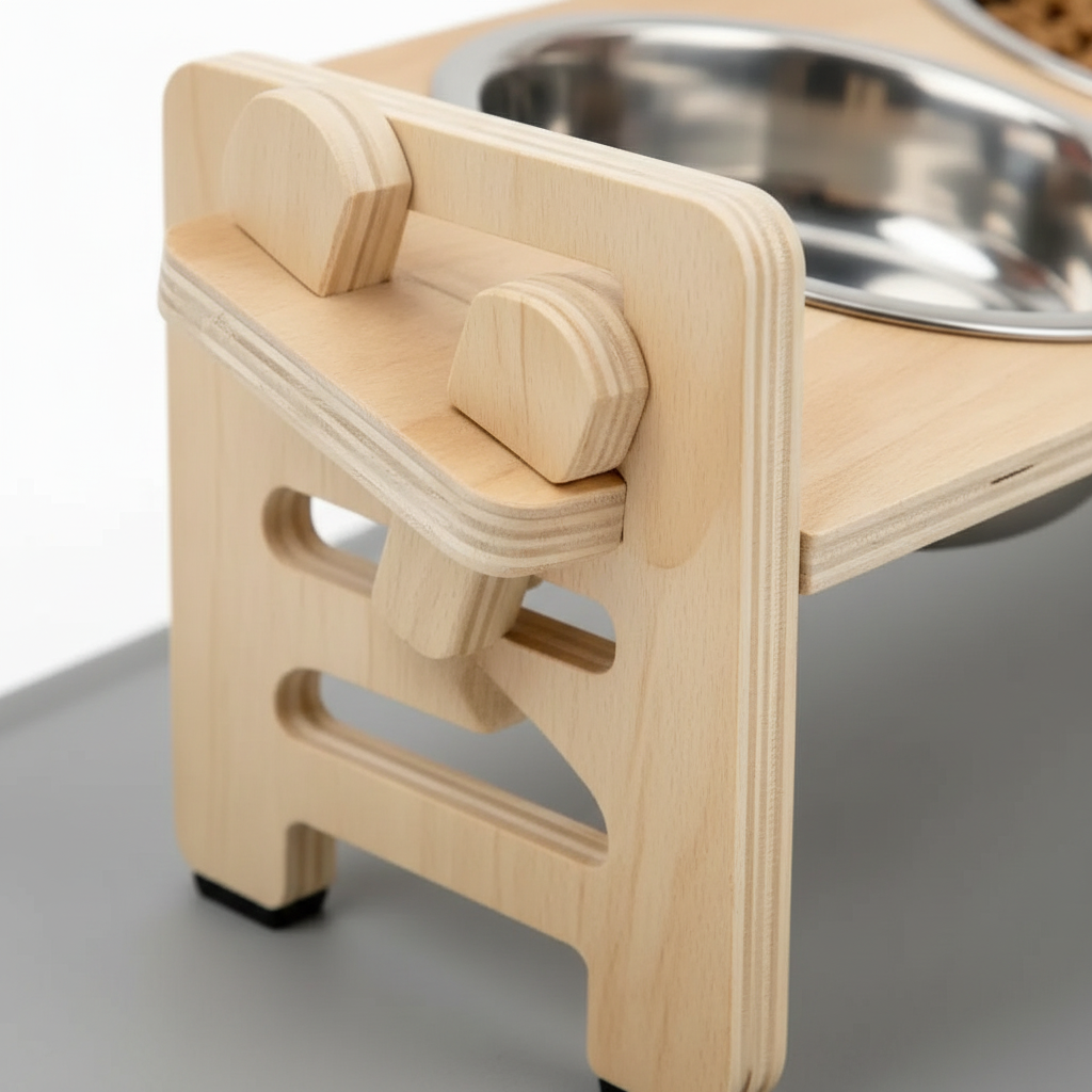 Close-up of the wooden tilt mechanism