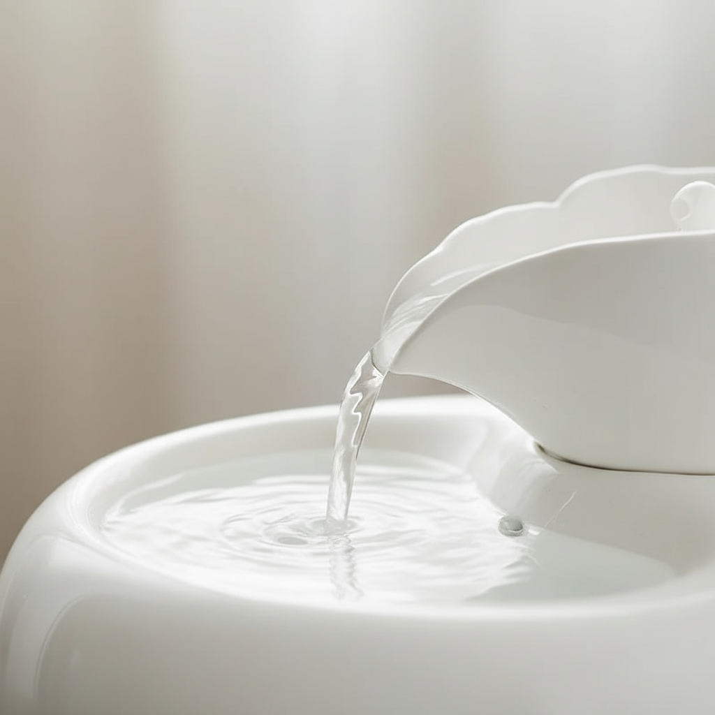 Close-up of water flowing from the fountain spout